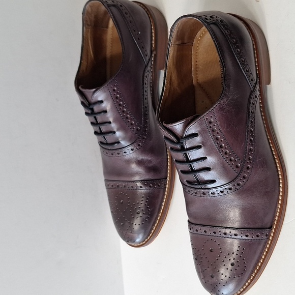 Johnston & Murphy Burgundy Italian Calfskin Conard Preppy Wingtip Oxfords Size 8 - Picture 10 of 12